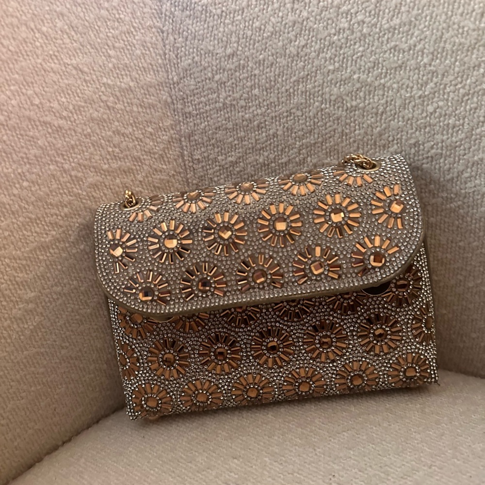 NWOT Elegant Gold and Silver Embellished Women's Bag